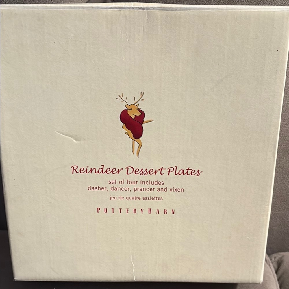 Pottery Barn Reindeer Dessert Plates Set